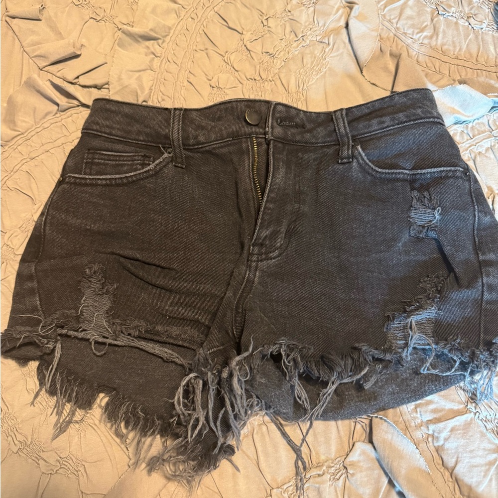 Letter to Juliet Edgy Charcoal Denim Shorts